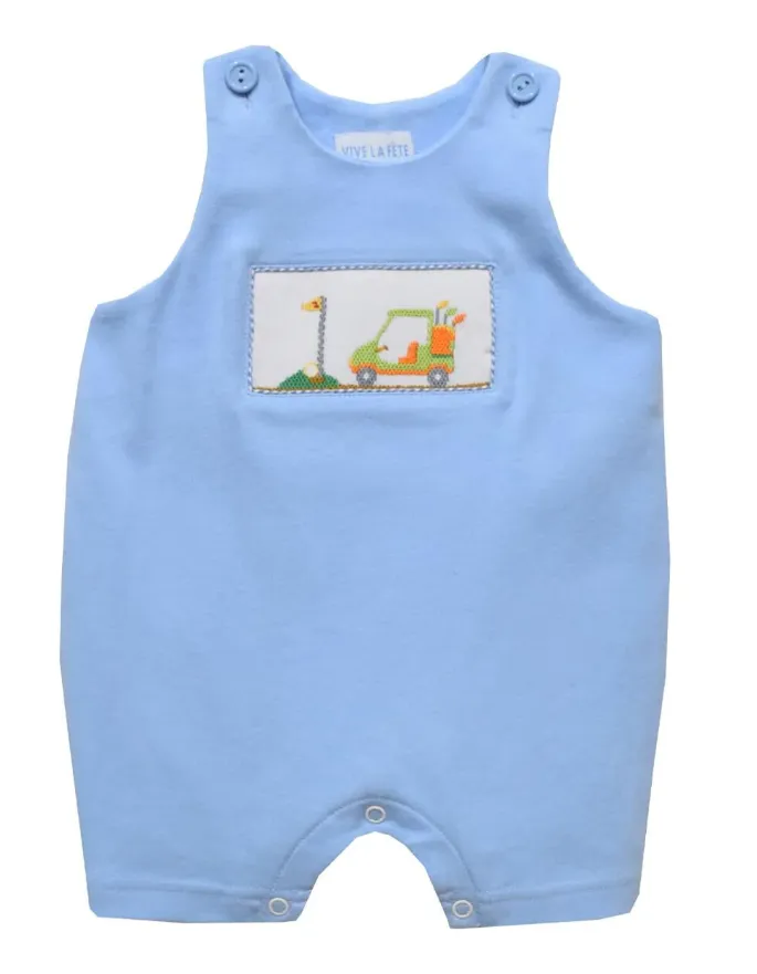 Vive La Fete Blue Knit Golf Cart Smocked Tee