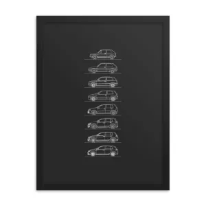 Volkswagen Golf GTI Evolution Silhouette Poster - Framed