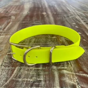 Waterproof Buckle Collar : Neon Yellow   Brass