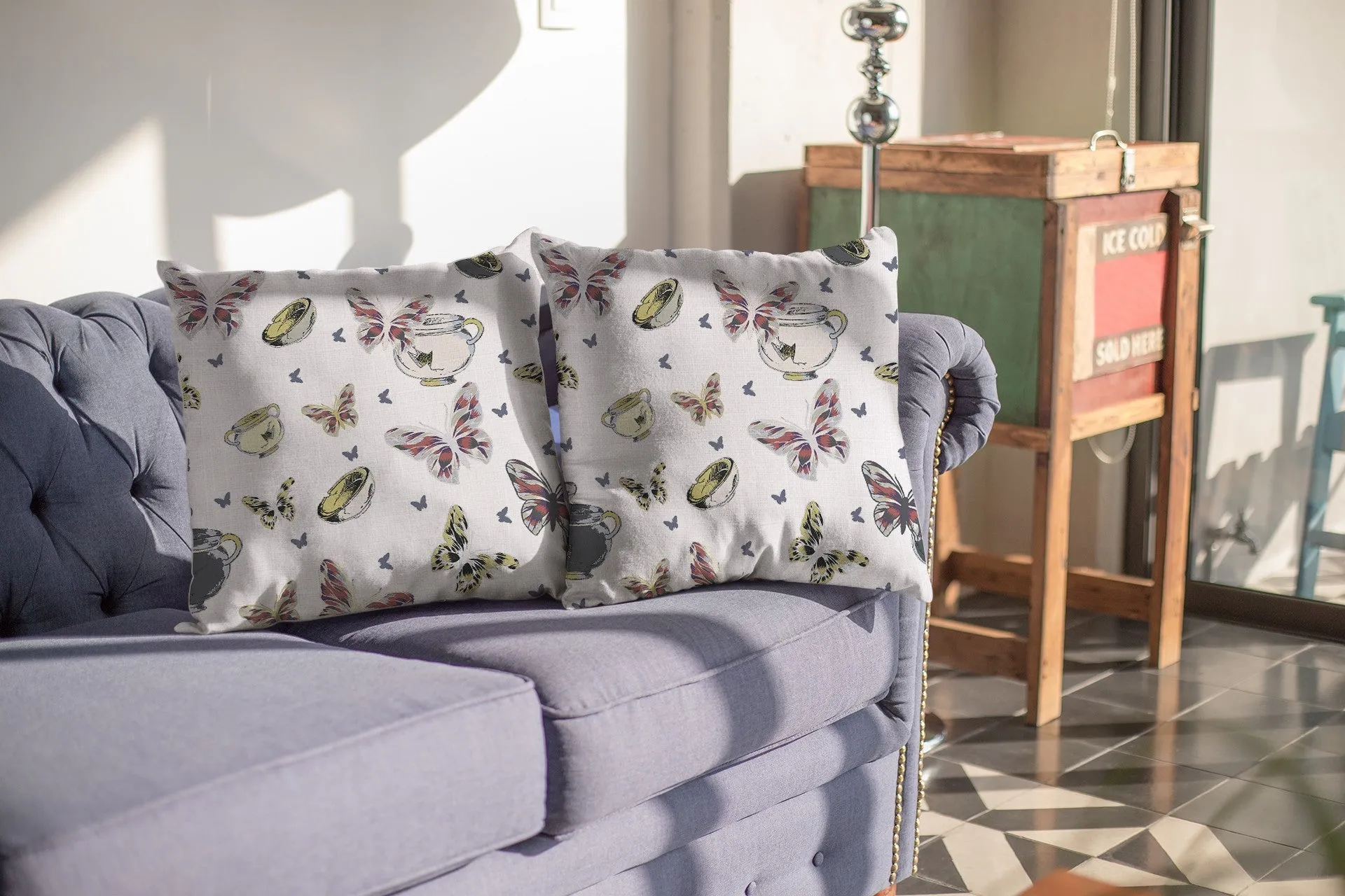 White Butterflies Indoor Outdoor Zippered Throw Pillow