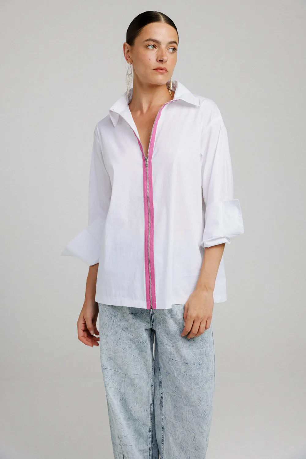 White Zippered Shirt