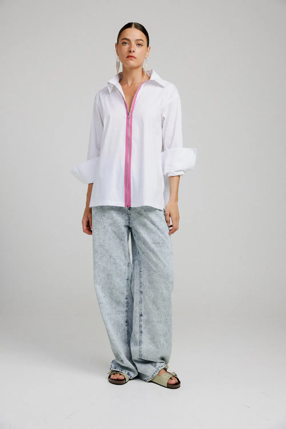 White Zippered Shirt