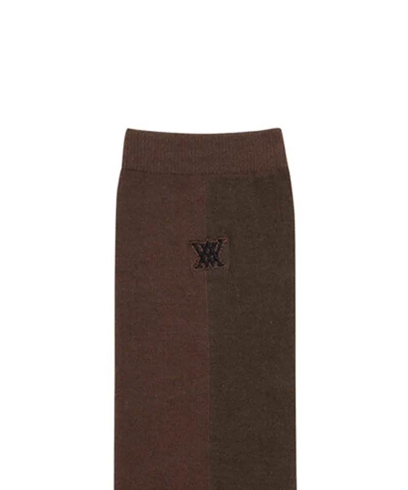 Women's Color Block Over Knee Socks - D/Brown