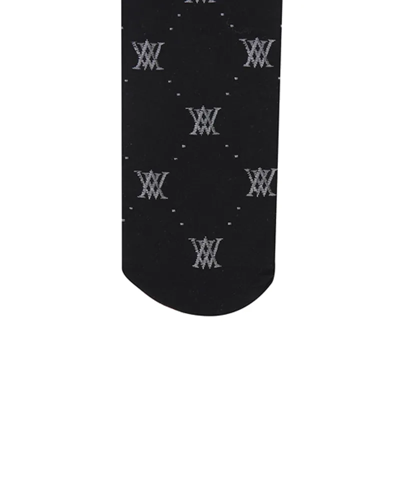 Women's Monogram Logo Knee Sock - Black