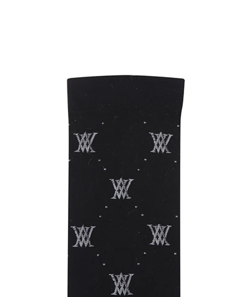 Women's Monogram Logo Knee Sock - Black