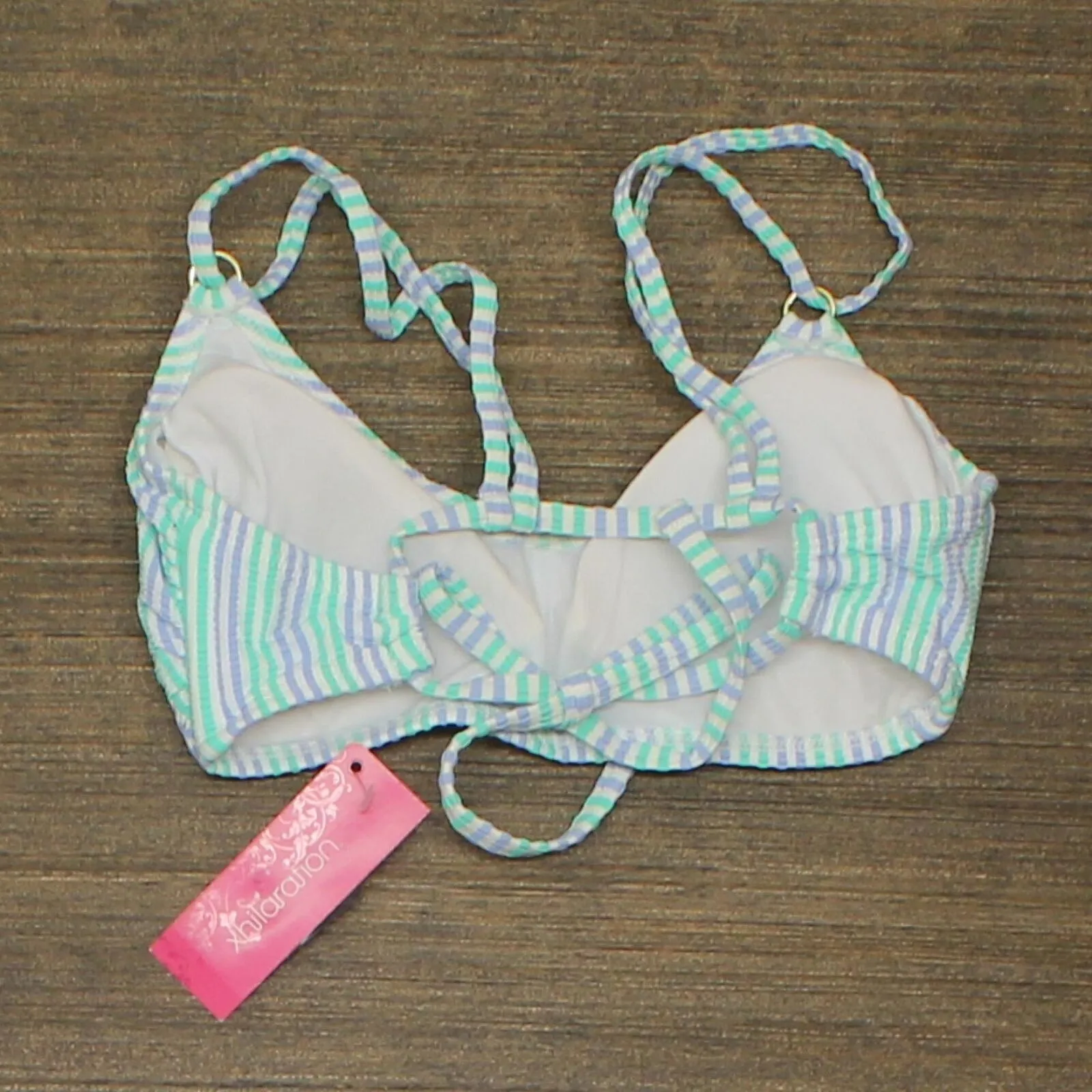 Xhilaration Juniors' Seersucker Strappy Bralette Bikini Top 77593423