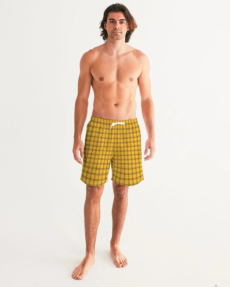 Yellow Plaid Masculine Swim Trunk