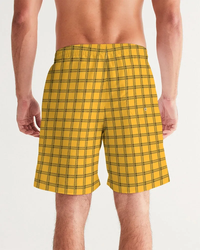 Yellow Plaid Masculine Swim Trunk