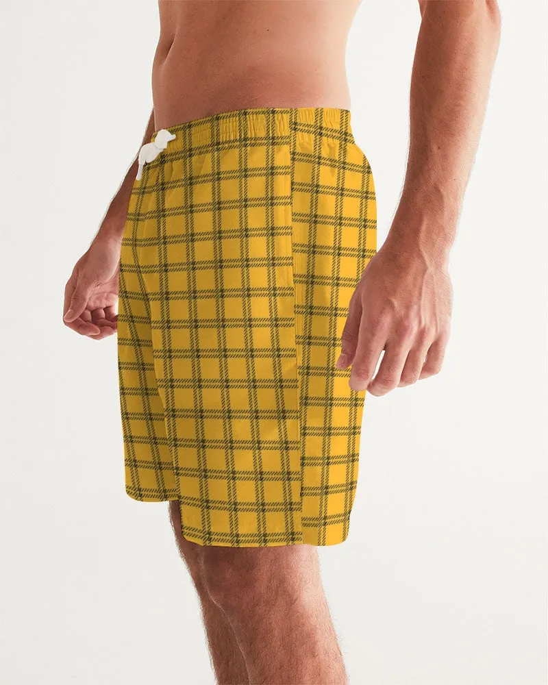 Yellow Plaid Masculine Swim Trunk
