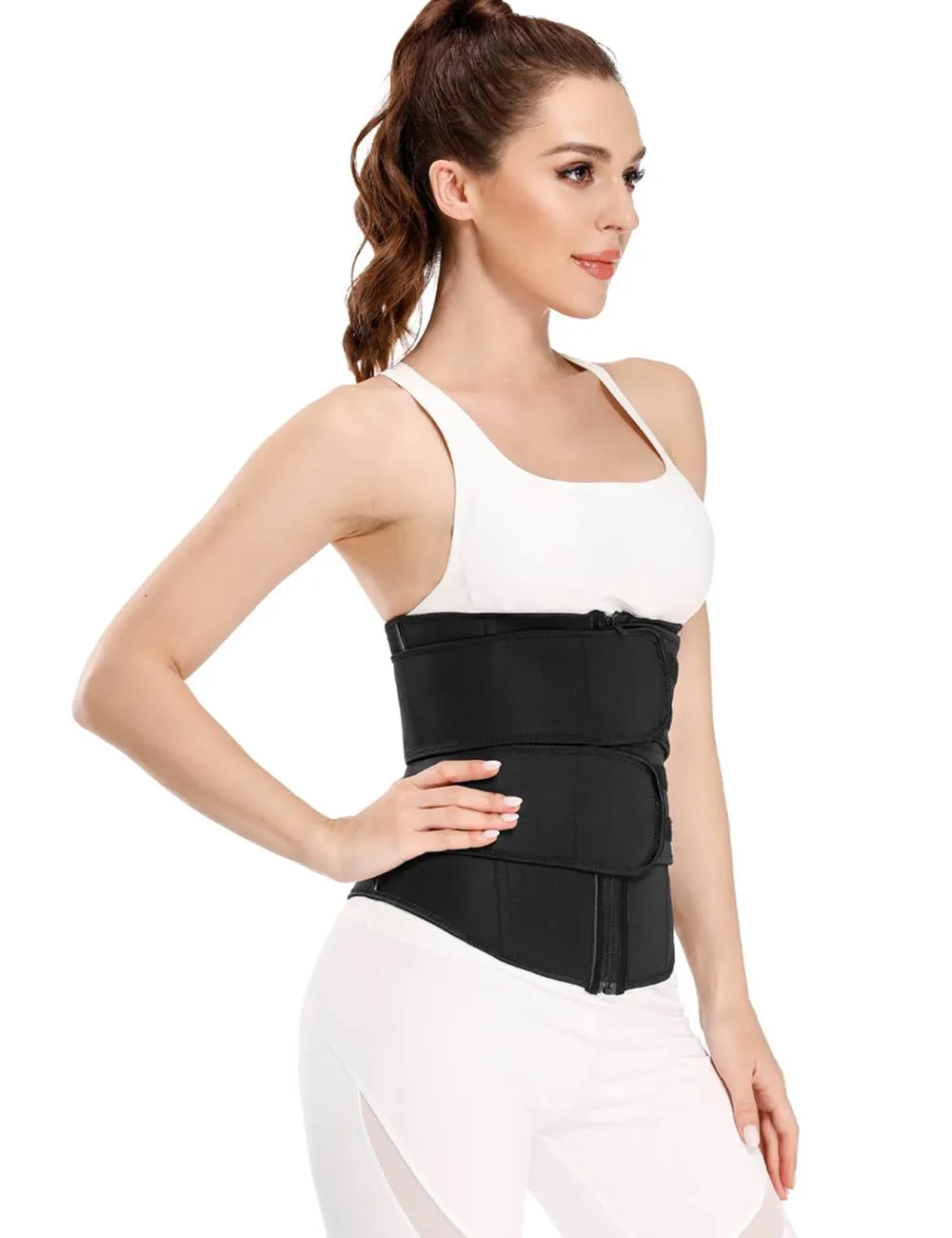 Zippered Egypt Double Belt 9 Steel Bones Neoprene Fitness Waist Trainer