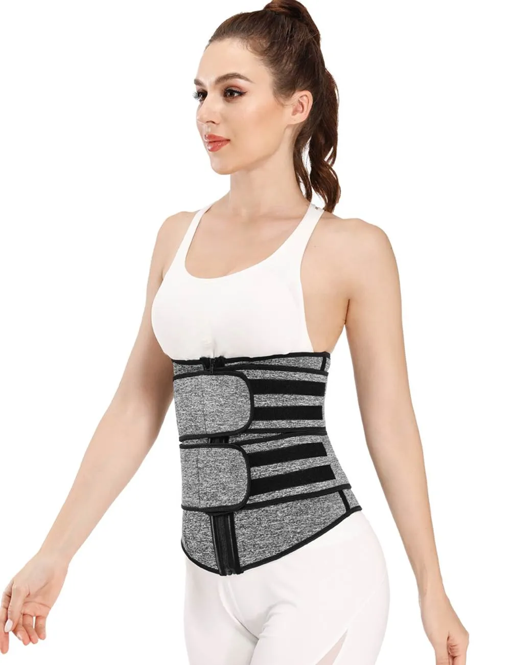 Zippered Egypt Double Belt 9 Steel Bones Neoprene Fitness Waist Trainer