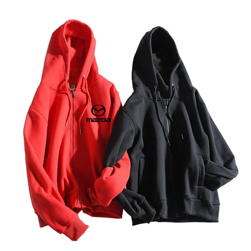 Zippered Long-Sleeved Sweater With Hood And 2 Pockets