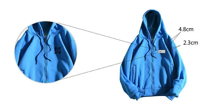 Zippered Long-Sleeved Sweater With Hood And 2 Pockets
