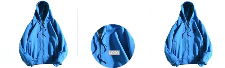 Zippered Long-Sleeved Sweater With Hood And 2 Pockets